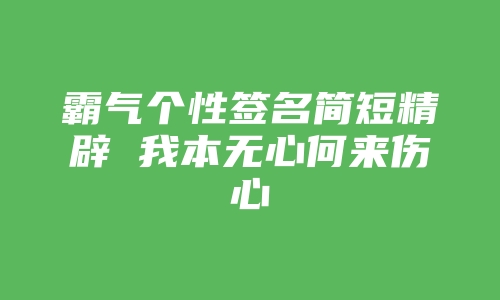 霸气个性签名简短精辟 我本无心何来伤心