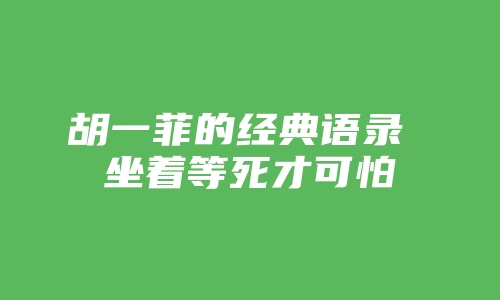 胡一菲的经典语录 坐着等死才可怕