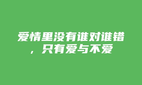 爱情里没有谁对谁错，只有爱与不爱