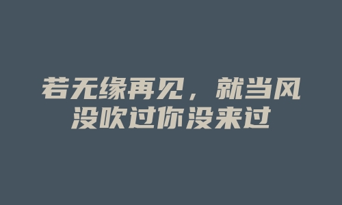 若无缘再见，就当风没吹过你没来过