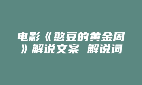 电影《憨豆的黄金周》解说文案 解说词 解说稿