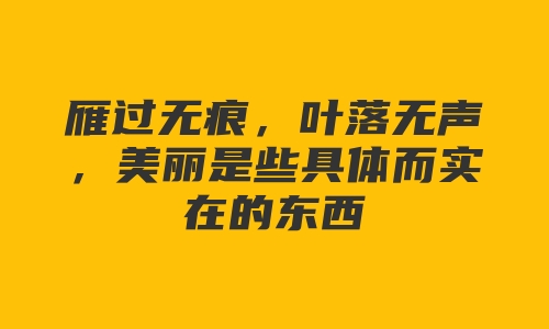 雁过无痕，叶落无声，美丽是些具体而实在的东西