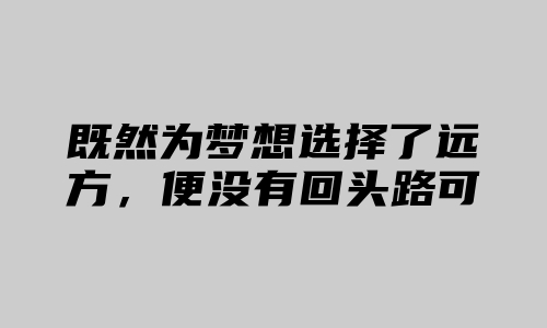 既然为梦想选择了远方，便没有回头路可以走