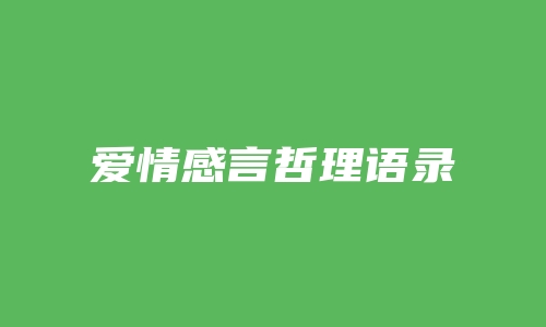 爱情感言哲理语录