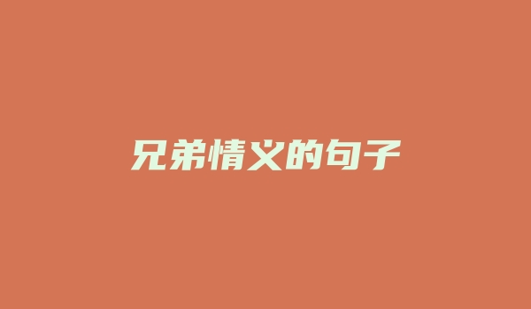 兄弟情义的句子