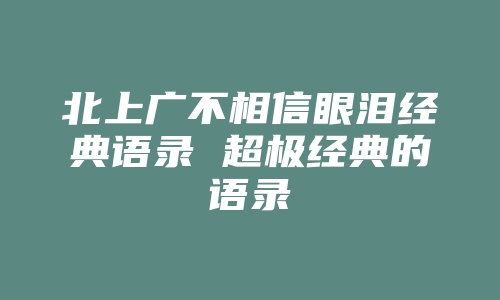 北上广不相信眼泪经典语录 超极经典的语录