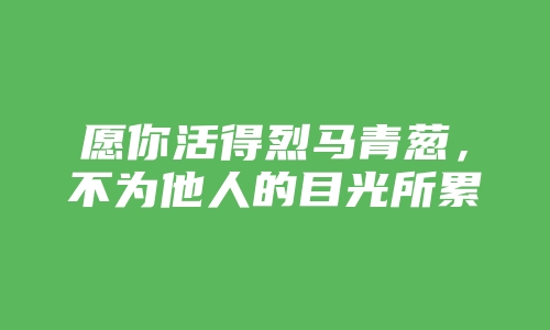 愿你活得烈马青葱，不为他人的目光所累