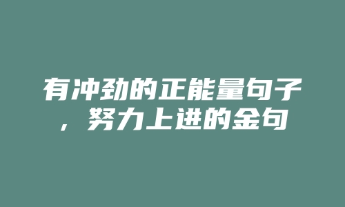 有冲劲的正能量句子，努力上进的金句