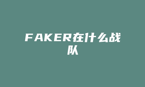 FAKER在什么战队