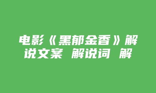 电影《黑郁金香》解说文案 解说词 解说稿