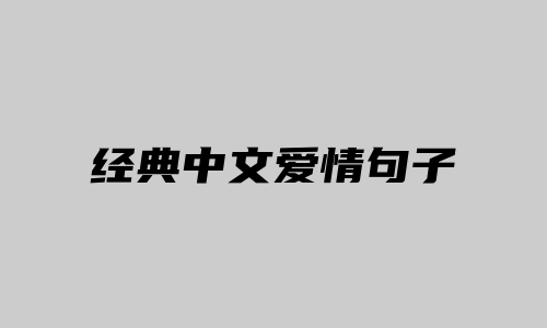 经典中文爱情句子