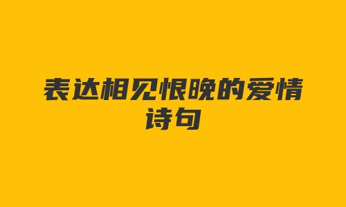 表达相见恨晚的爱情诗句