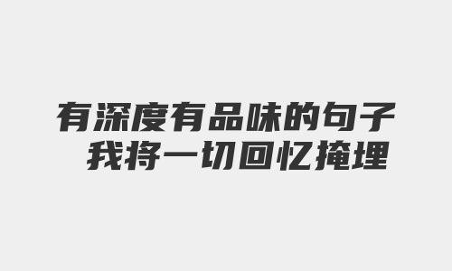 有深度有品味的句子 我将一切回忆掩埋