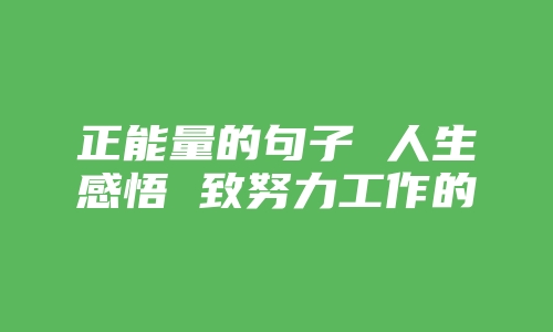 正能量的句子 人生感悟 致努力工作的句子