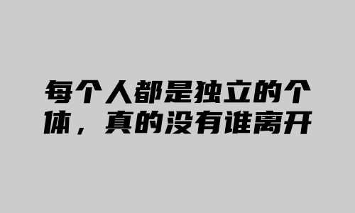 每个人都是独立的个体，真的没有谁离开谁就活不下去