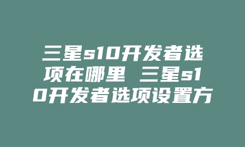 三星s10开发者选项在哪里 三星s10开发者选项设置方法