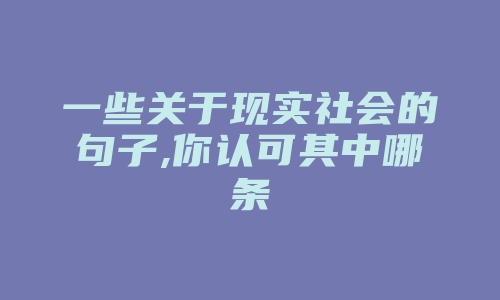 一些关于现实社会的句子,你认可其中哪条