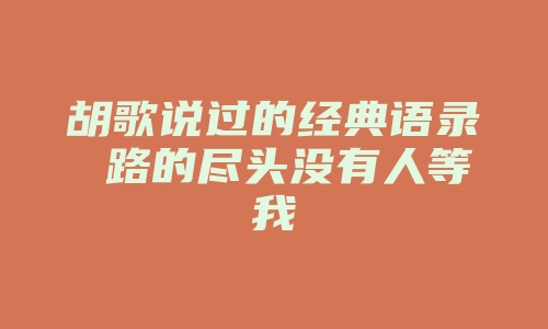 胡歌说过的经典语录 路的尽头没有人等我