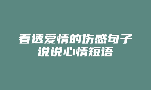 看透爱情的伤感句子说说心情短语