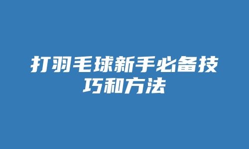 打羽毛球新手必备技巧和方法