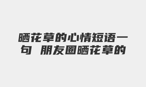 晒花草的心情短语一句 朋友圈晒花草的说说简单合集