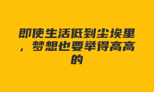 即使生活低到尘埃里，梦想也要举得高高的