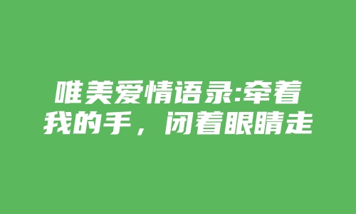 唯美爱情语录:牵着我的手，闭着眼睛走你也不会迷路