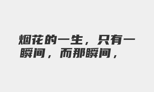 烟花的一生，只有一瞬间，而那瞬间， 却是最美最绚烂