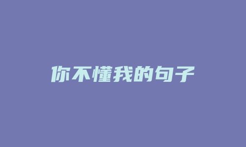 你不懂我的句子