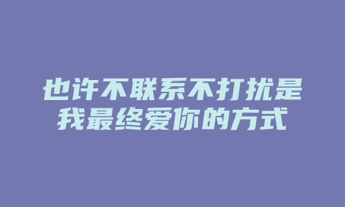 也许不联系不打扰是我最终爱你的方式