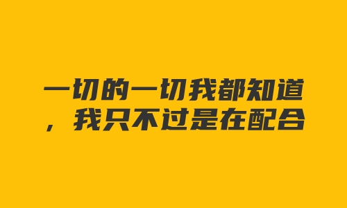 一切的一切我都知道，我只不过是在配合你伤我的心