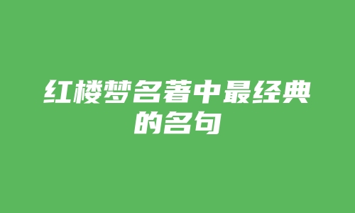 红楼梦名著中最经典的名句