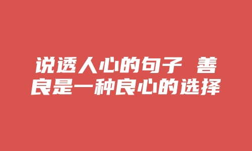 说透人心的句子 善良是一种良心的选择