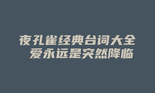 夜孔雀经典台词大全 爱永远是突然降临的