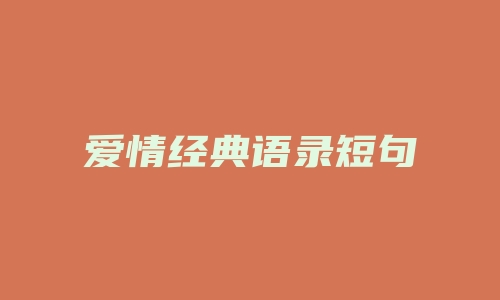 爱情经典语录短句