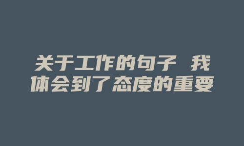 关于工作的句子 我体会到了态度的重要性，无论学习还是工作