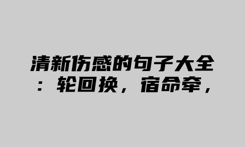 清新伤感的句子大全：轮回换，宿命牵，回眸看旧缘