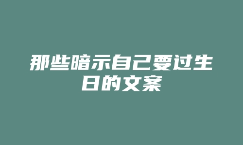 那些暗示自己要过生日的文案