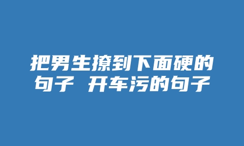 把男生撩到下面硬的句子 开车污的句子