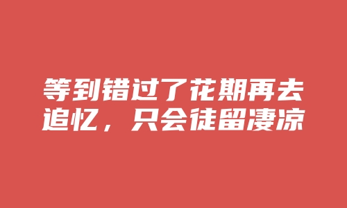 等到错过了花期再去追忆，只会徒留凄凉