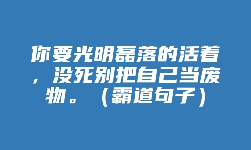 你要光明磊落的活着，没死别把自己当废物。（霸道句子）