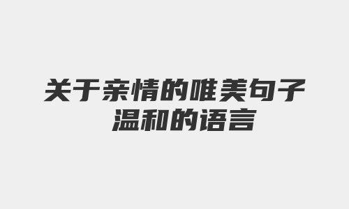 关于亲情的唯美句子 温和的语言